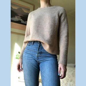 Mango Camel Wool-Blend Crew Neck Sweater